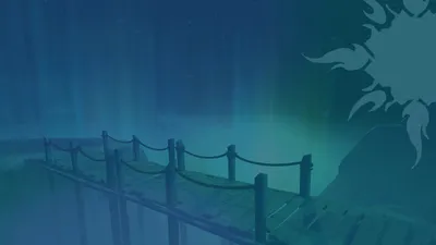A rope-bound wooden pier fading into mist in the dream world of Shape of Dreams